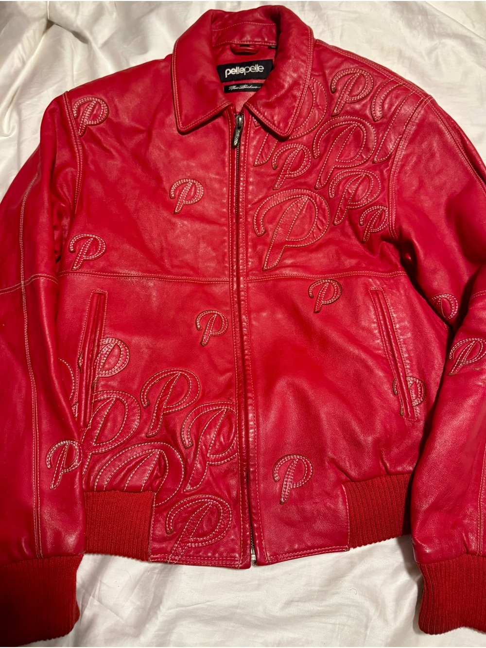 pelle pelle by Marc Buchanan Red Leather Bomber Jacket